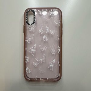 casetify iphone xr case, purple with butterflies